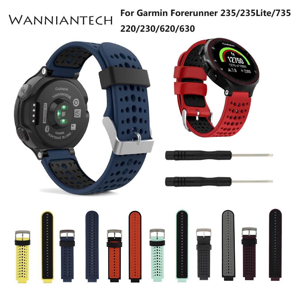 Silicone Replacement Watch Band for Garmin Forerunner 230/235/235Lite/220/620/ 630/ 735XT Smart Watch Strap Accessories Correa