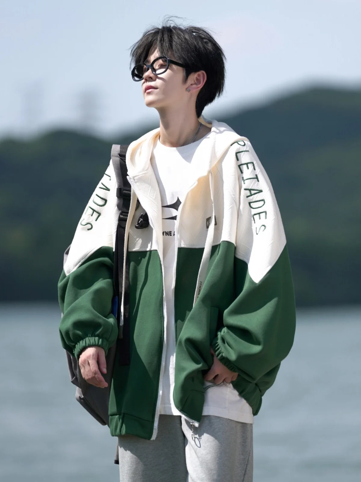 

Мужская свободная повседневная толстовка-кардиган на молнии для весны и осени, модная, плотная, молодежная, удобная, свободного кроя