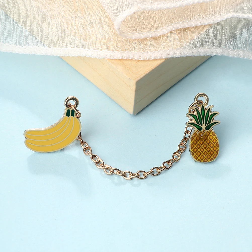 Cute Banana Pineapple Enamel Pin Cartoon Fruit Food Brooch Metal Chain Girl Boy Badge Clothes Bag Women Men Fashion Jewelry Gift