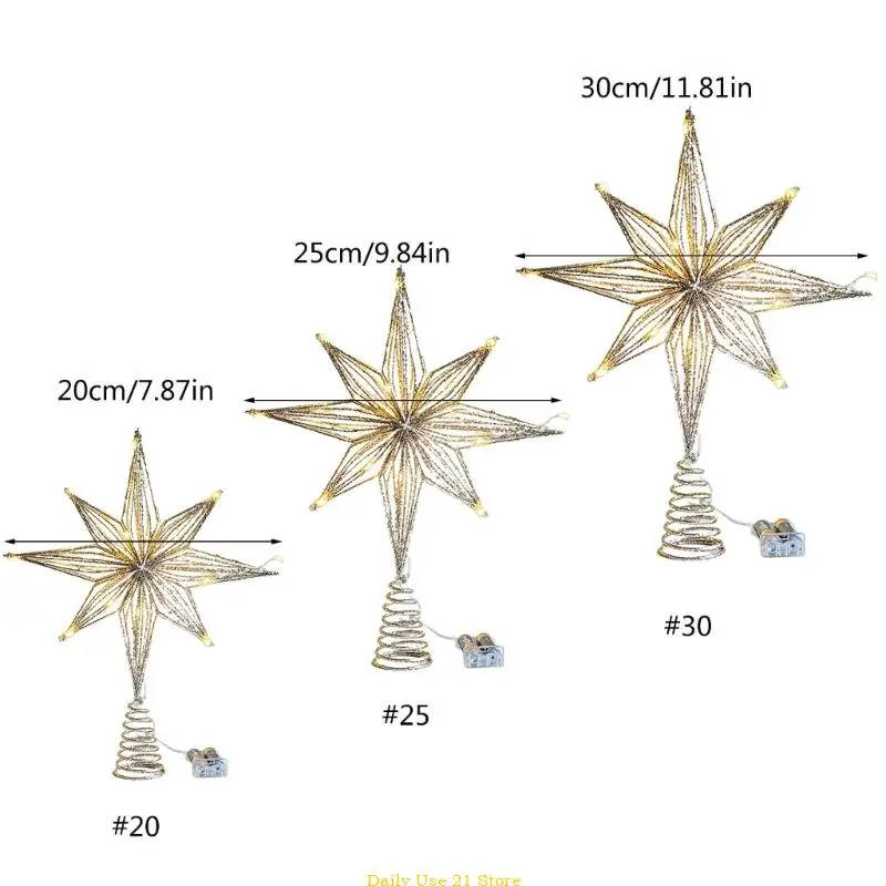 Star Christmas Tree Toppers Light Decoration Festival Party New Year Home Decor