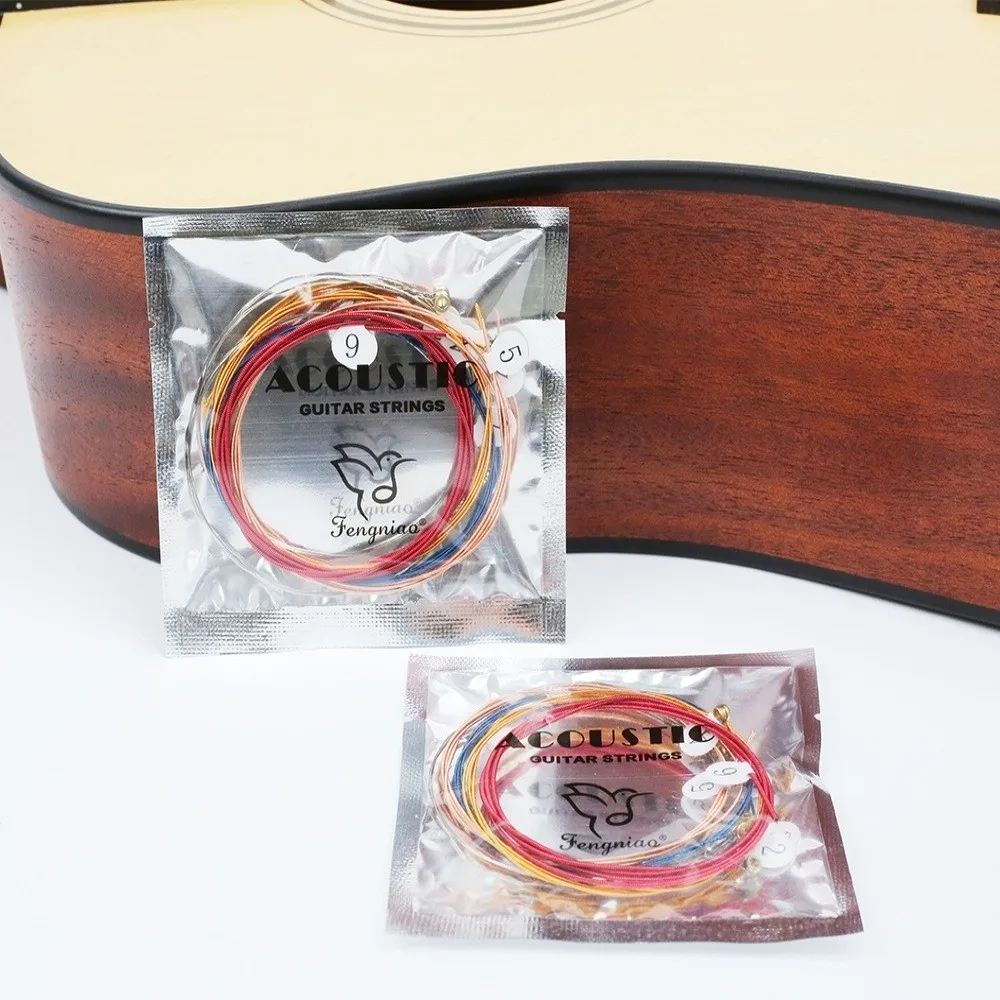 

6Pcs/Set Rainbow Acoustic Guitar Strings Colorful Guitar Parts Electric Guitar Shoulder Strap Universal Guitar Strings