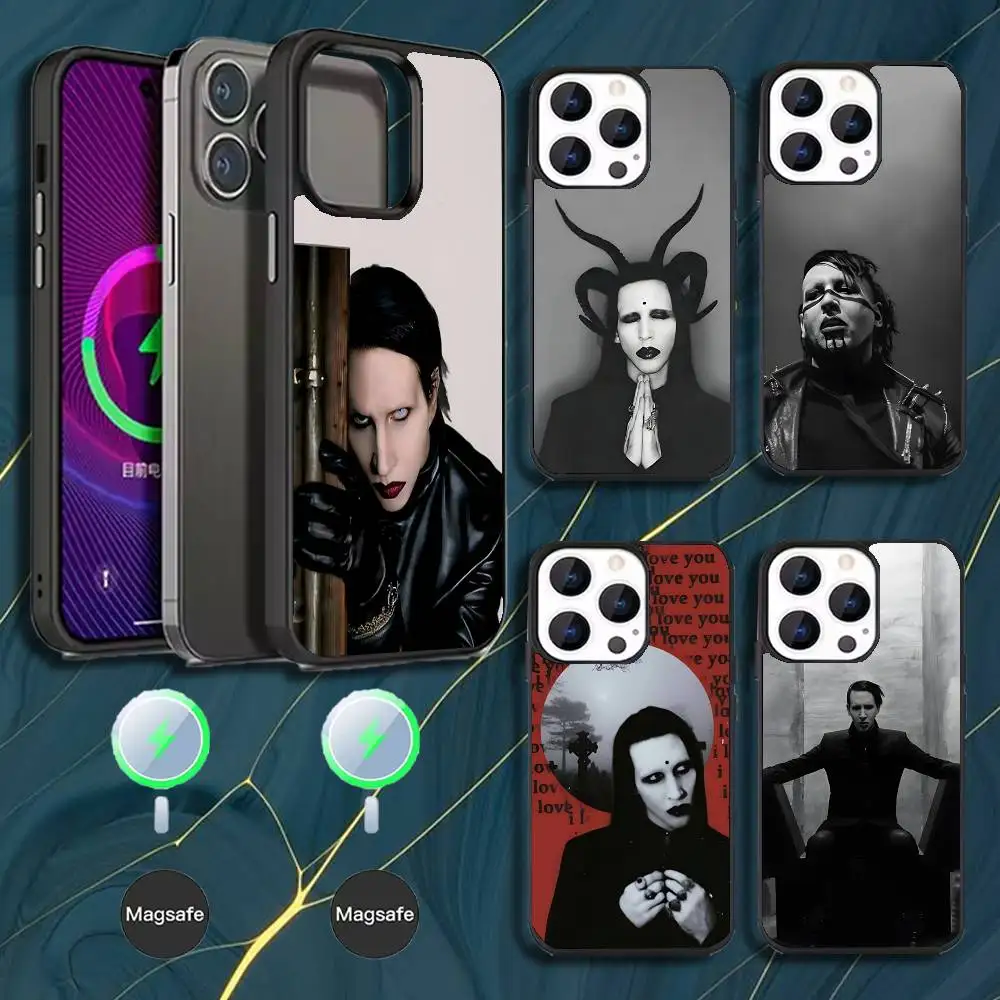 

Singer Marilyn Manson Phone Case For iPhone 16,15,14,13,12,11,Pro,Max,Plus,Mini,Magsafe,Magnetic Wireless Charging Case