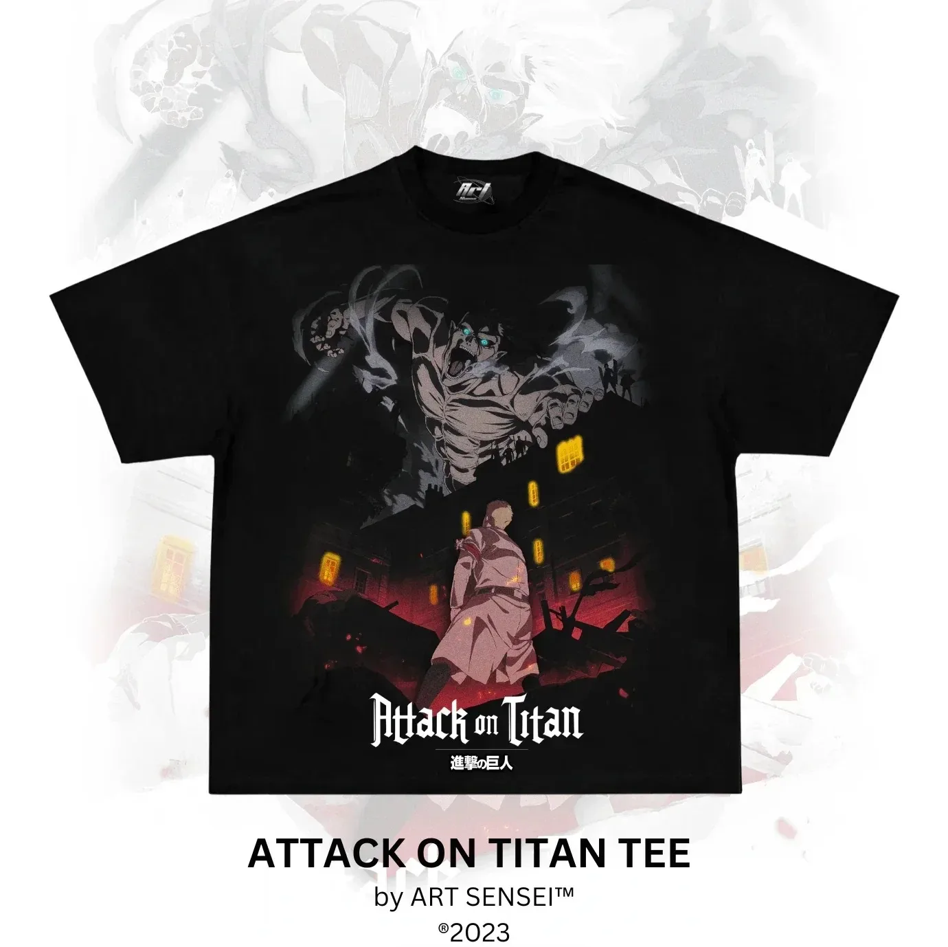 Women Fashion Attack on Titan Mikasa Ackerman White T-Shirt – Dynamic Multi-Pose Character Illustration with 3D Maneuver Gear