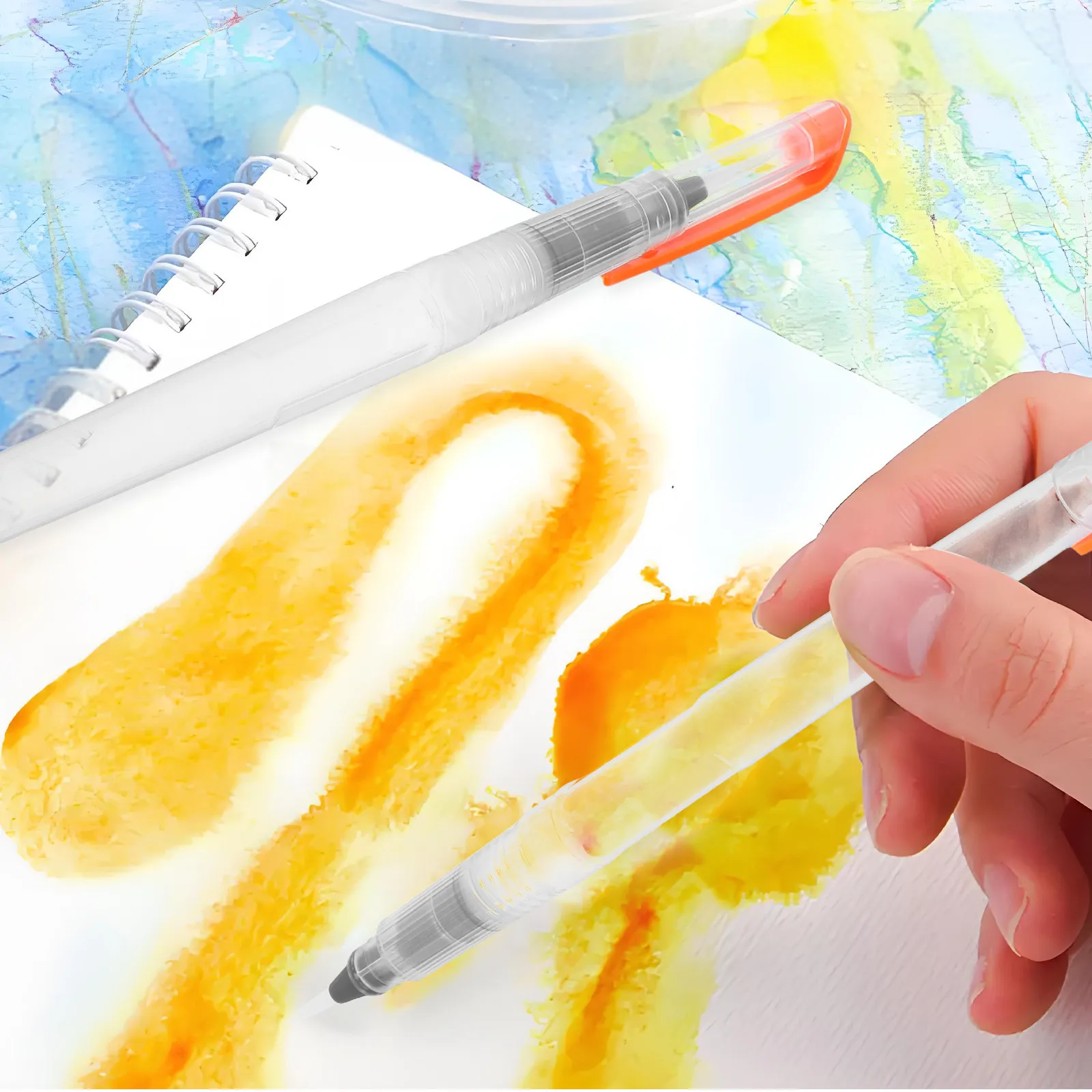 10Pcs Refillable Watercolor Brush Pens Water Soluble Colored Pencils Versatile Brush Tip Pens for Shading Fine Lines Large Area