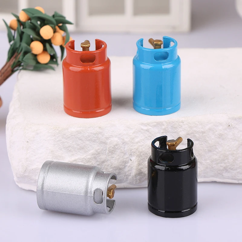 1pc casa de bonecas simulação metal cilindro de gás 1/12 mini tanque de gás casa de bonecas utensílios de cozinha móveis decoração acessórios-brinquedo