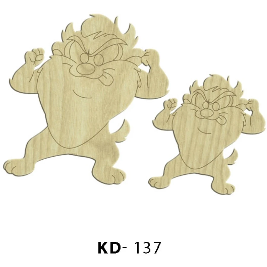 KD137 Cartoon Character Monster 2li Set Wooden Package Ornament