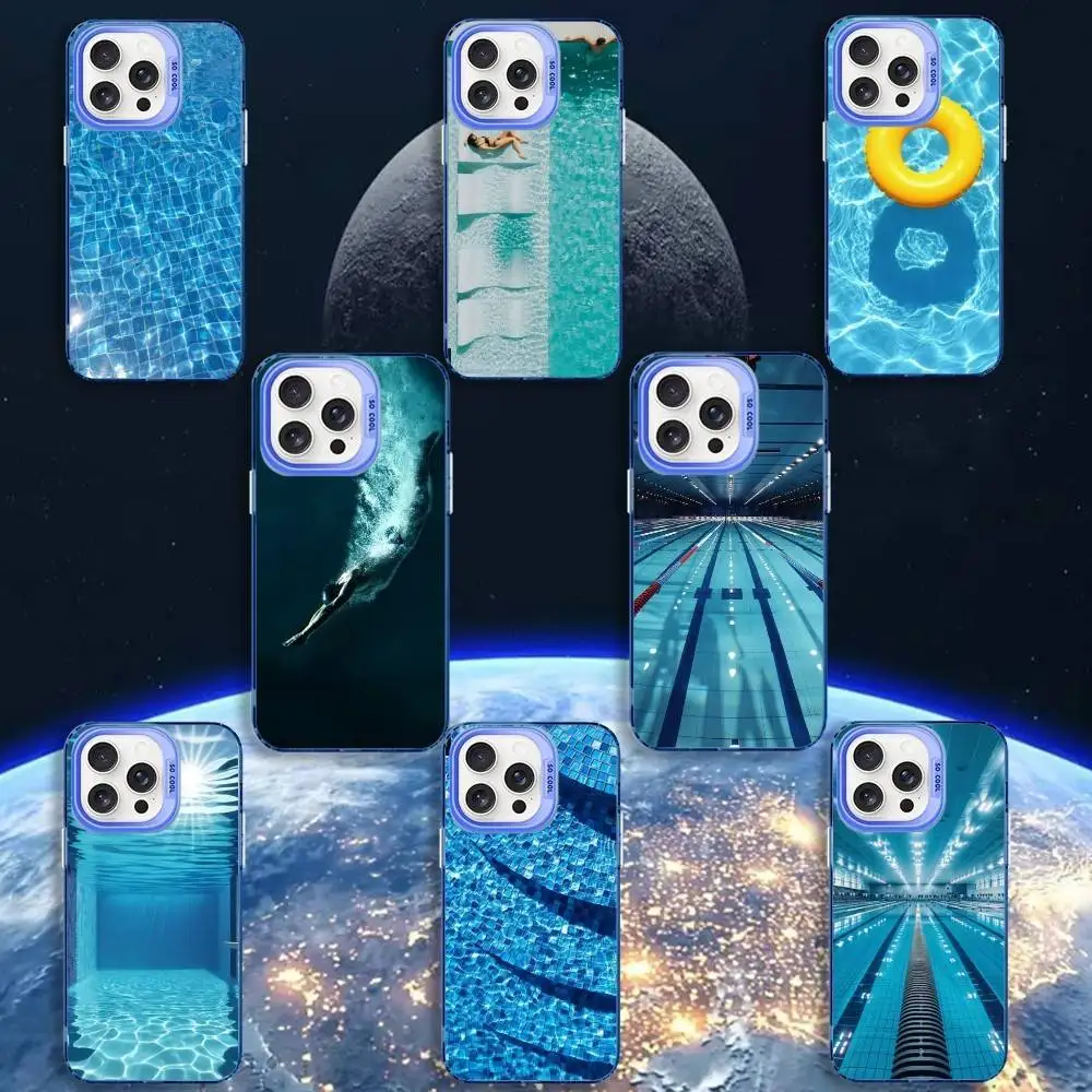 

Blue Water Swimming Pool Phone Case For iPhone 16,15,14,13,12,11,Mini,Pro,MAX Blue Matte Shockproof Cover