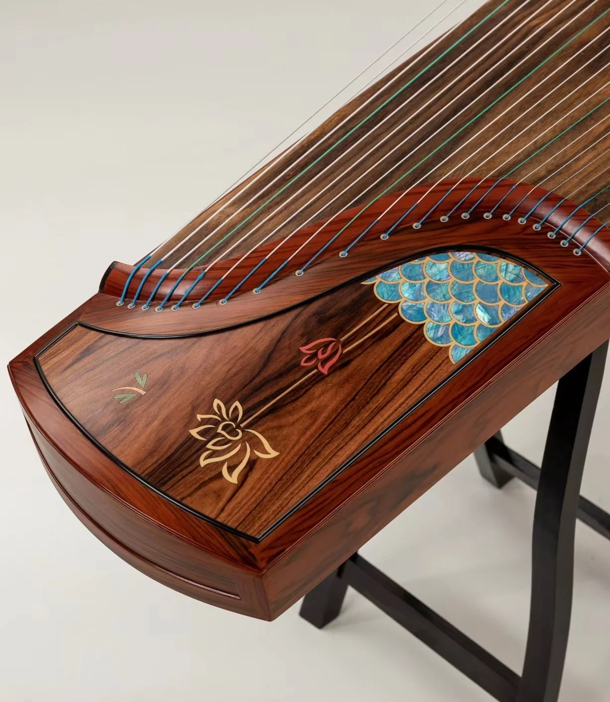 Traditional 21-String Guzheng Zither Hand-Dug Solid Wood Chinese Musical Instrument for Recording Ctnc Brand