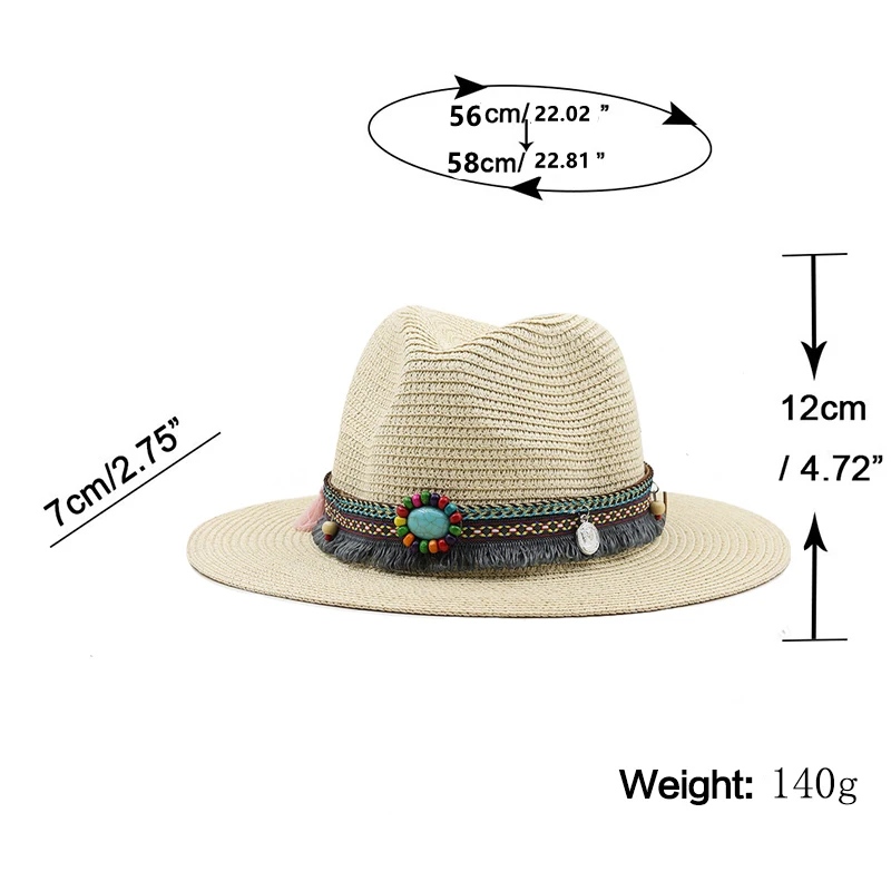 Summer Outdoor Men Women Hand-woven Western Cowboy Straw Hats Wide Brim Breathable Beach Jazz Cap Sun Protection Hat