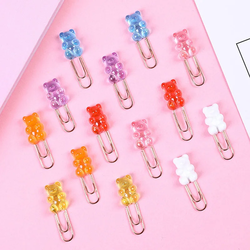 4pcs Simple Creative Multi-Function Color Bear Metal Paper Clip Cute Cartoon Binding Pin Paper Student Stationery Accessories