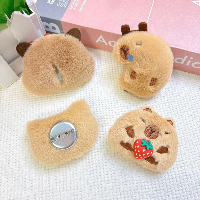 LLavero de dibujos animados de animales Capybara, muñeco de peluche creativo, broche, mochila Kawaii, decoración colgante, accesorios de bricolaje hechos a mano