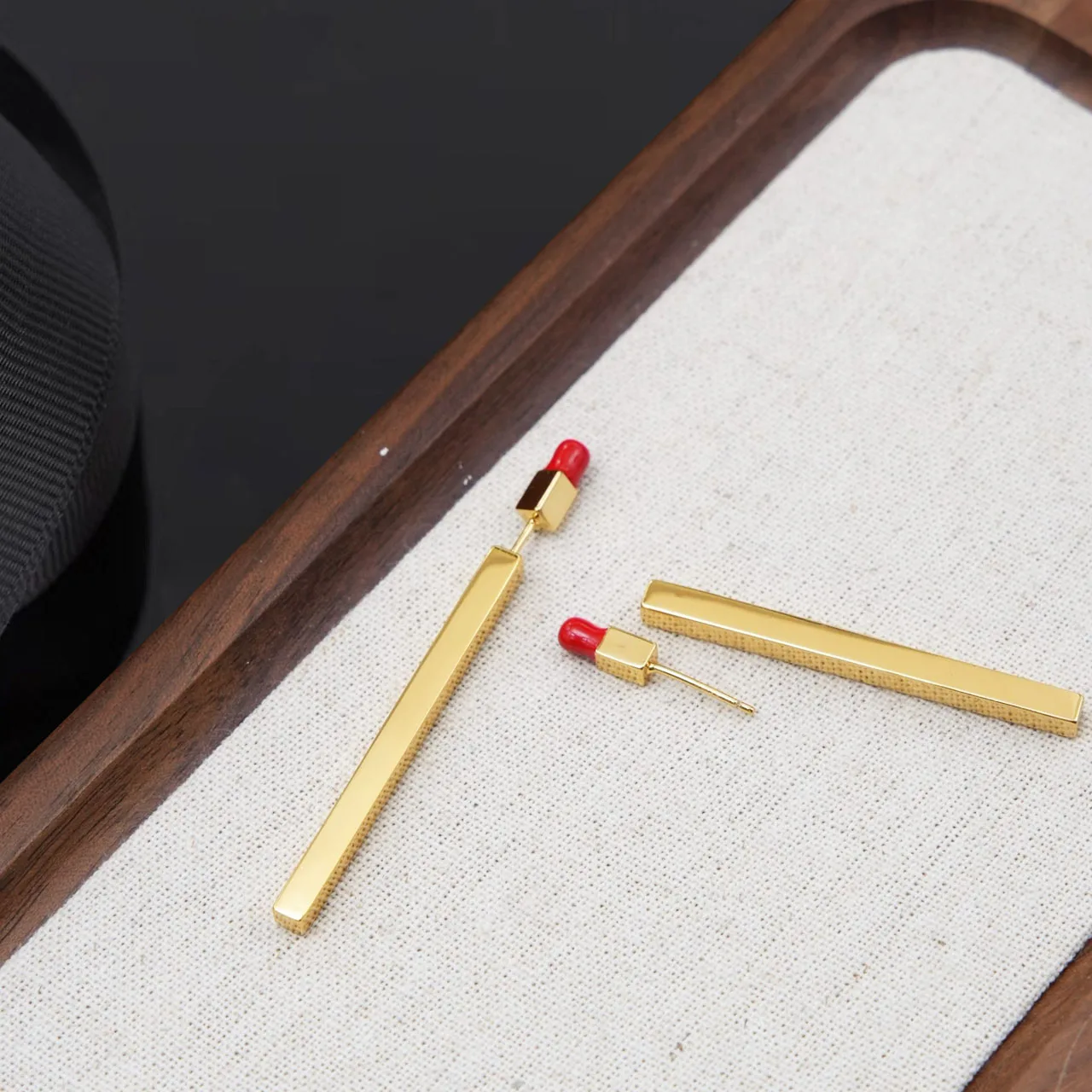 New Jewelry & Accessories Sports And Leisure Style Red Oil Dripping Matchstick Shaped Earrings For Women's Parties & Gifts