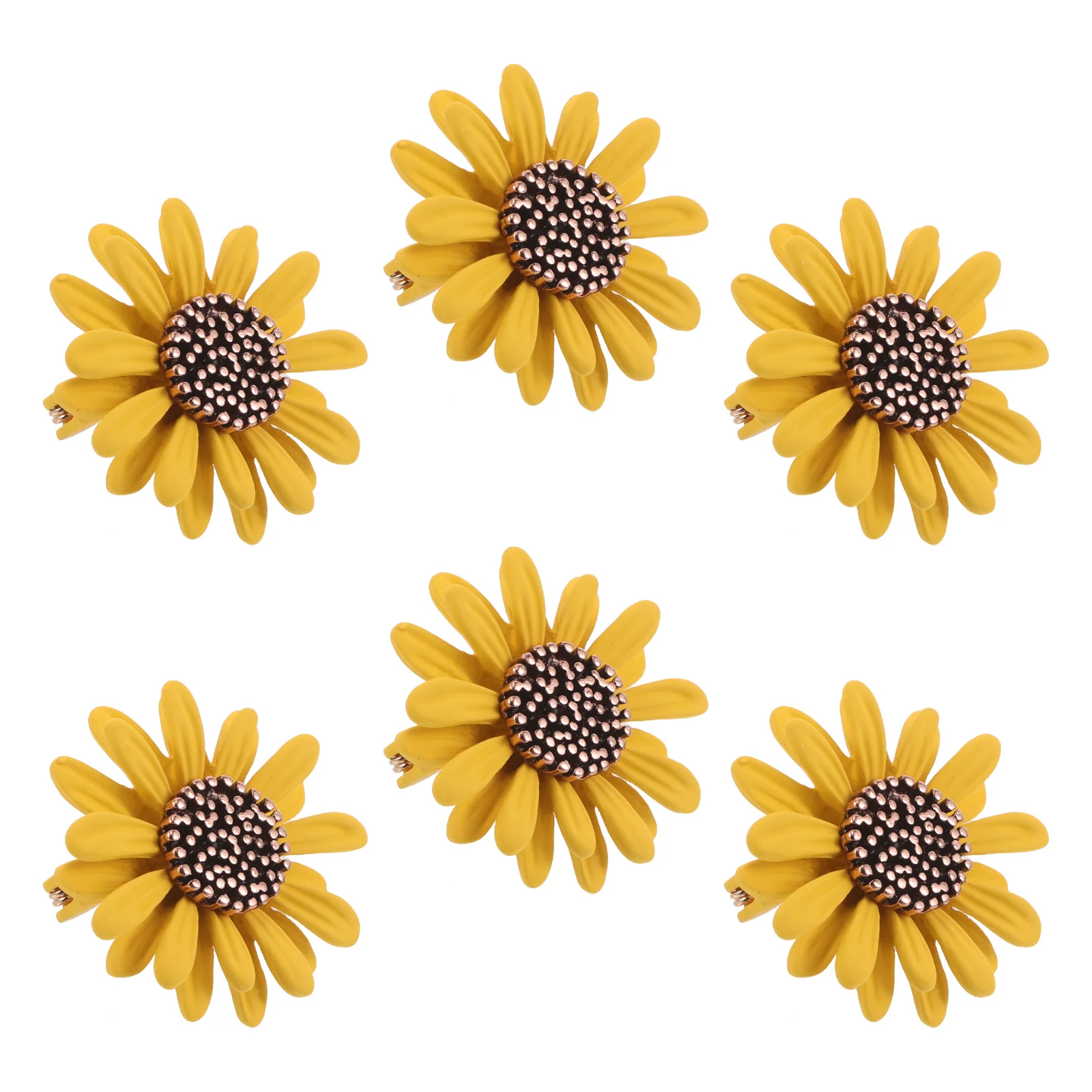 

6Pcs Sunflower Sweater Anti-Exposure Pins Daisy Lapel Brooch Clips Alloy Safety Pins Decorative Dress Clips Badge for Hats