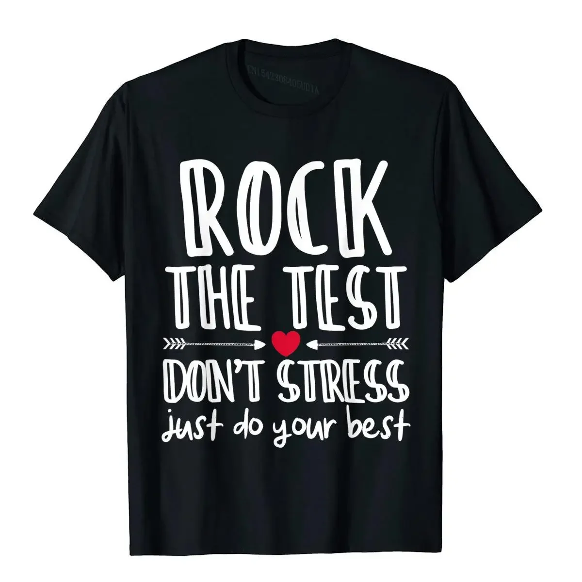 Rock The Test Don't Stress Just Do Your Best Funny Testing T-Shirt Top T-Shirts Cute Japan Style Cotton Men's Tees Design