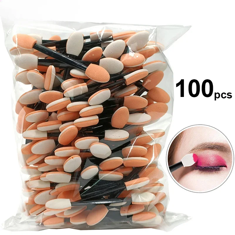 100Pcs/ Bag Small Portable Eyeshadow  Applicators In Bulk Double Sponge Eye Shadow Brush Makeup Mini Tools Wholesale