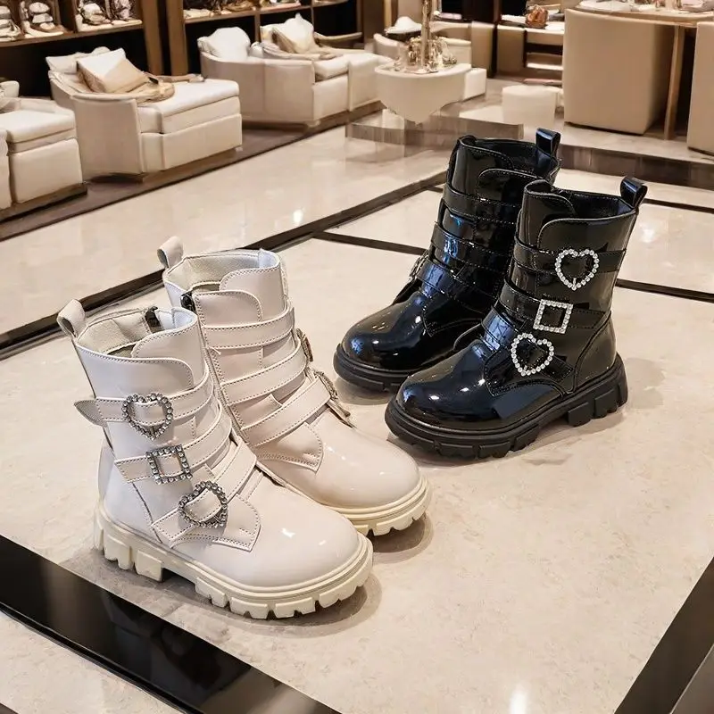 

Designer Women Boots2025 Autumn New Fashion Girl Shoe Comfort Mid Barrel Princess Kid Shoes British Short Boots Brand Girl Boot