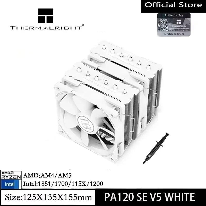 Thermalright PA120 SE V5 Black Dual-Tower CPU  Cooler, Featuring AGHP 5th-Generation Heat Pipe Technology with Six Heat Pipes
