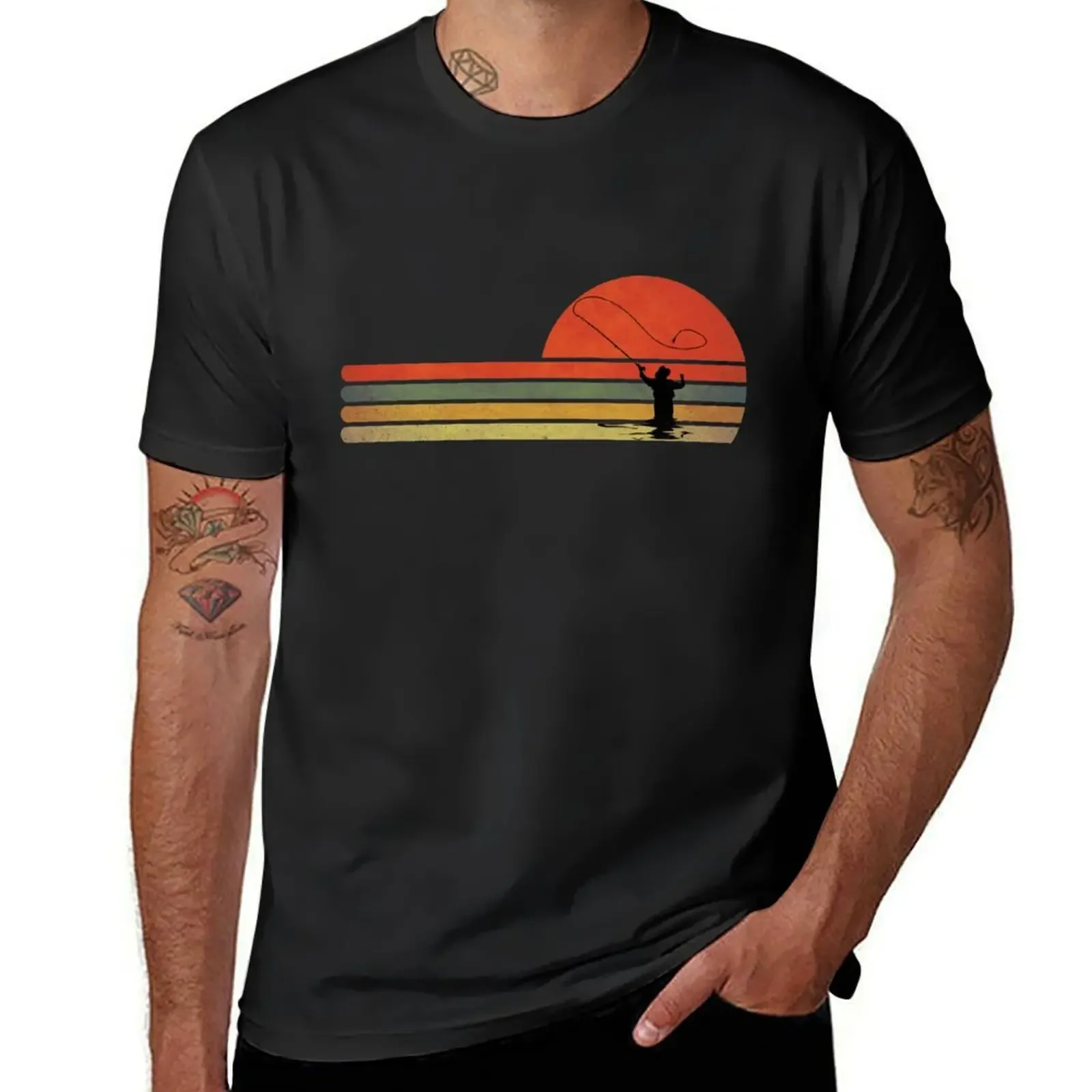 

retro vintage fly fishing,gift for fly fishing lovers T-Shirt vintage graphic tee custom t shirt men graphic t shirts