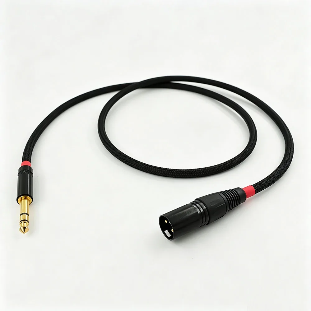 Audiophile Grade, Audio Cable 6.35 TRS to XLR Big Three Core to Kanon, Balance Cable, Black Gold Edition