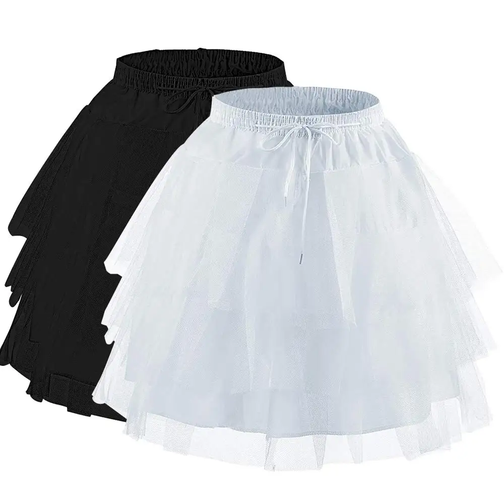 Flower Girls Hoopless Petticoat Slip with 3 Layers Elastic Kids Crinoline Underskirt