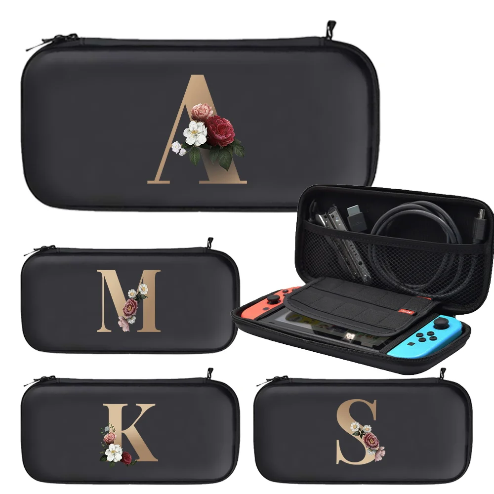 Suitable for Nintendo Switch Game Console Storage Bag Game Cards Wired Headphones Game Accessories Storage Bags Gold Letter