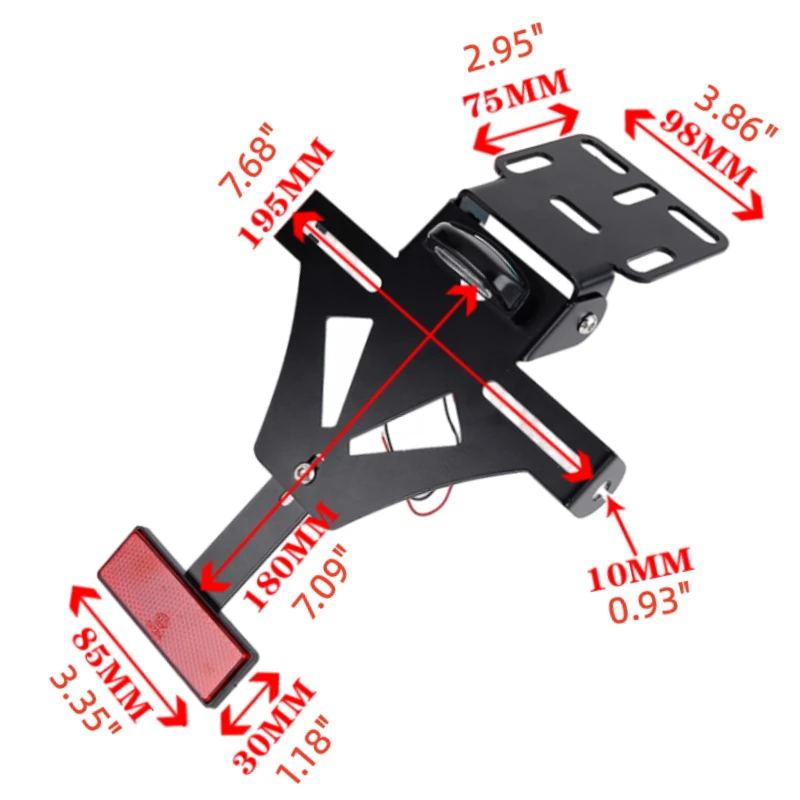 Universal Motorcycle License Plate Number Bracket Holder LED Motocross Rear Light Taillight for Yamaha Honda Kawasaki