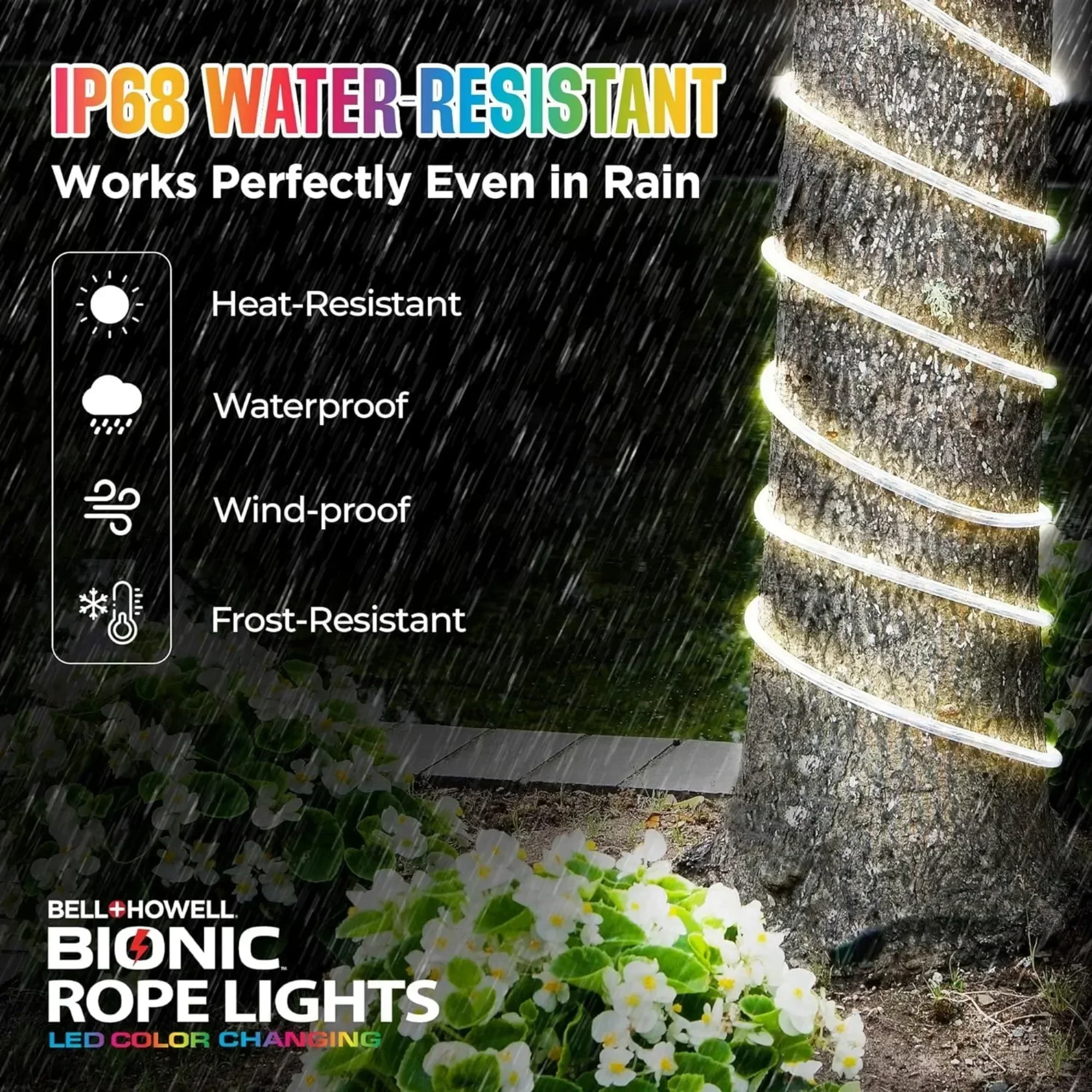 (2 pack) Rope Light Color Light Solar Rope Light Color Changing Light,Preset colors, modes, and effects.