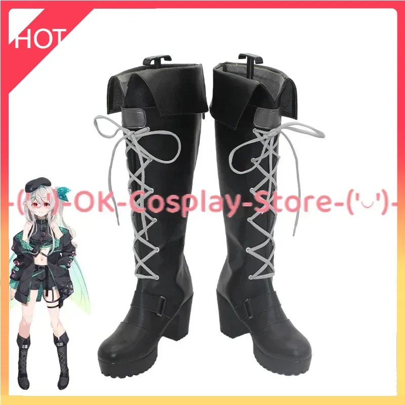 Pomu Rainpuff Cosplay Shoes Halloween Carnival Boots Vtuber Cosplay Props PU Leather Shoes  Custom Made