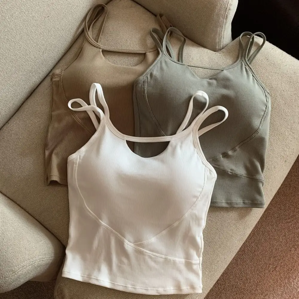 

Soft Hollow Out Bra with Pads Camisole Solid Color Undershirts Sleeveless Tank Tops Sweet Beachwear Vest for Women Streetwear
