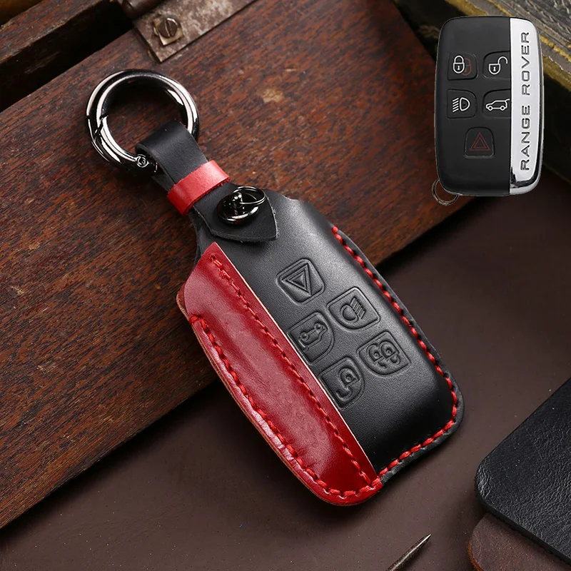 Genuine Leather Car Key Case For Land Rover A9 Range Rover Sport Evoque Freelander 2 Jaguar XE XJ XJL XF C-X16 V12 Guitar