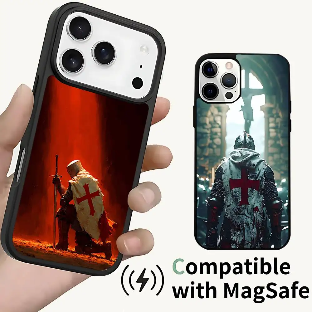 

Knights Templar Phone Case For iPhone 17,16,15,14,13,12,11,Pro,Max,Plus,Mini,SE4,E Magnetic Magsafe Wireless Charging