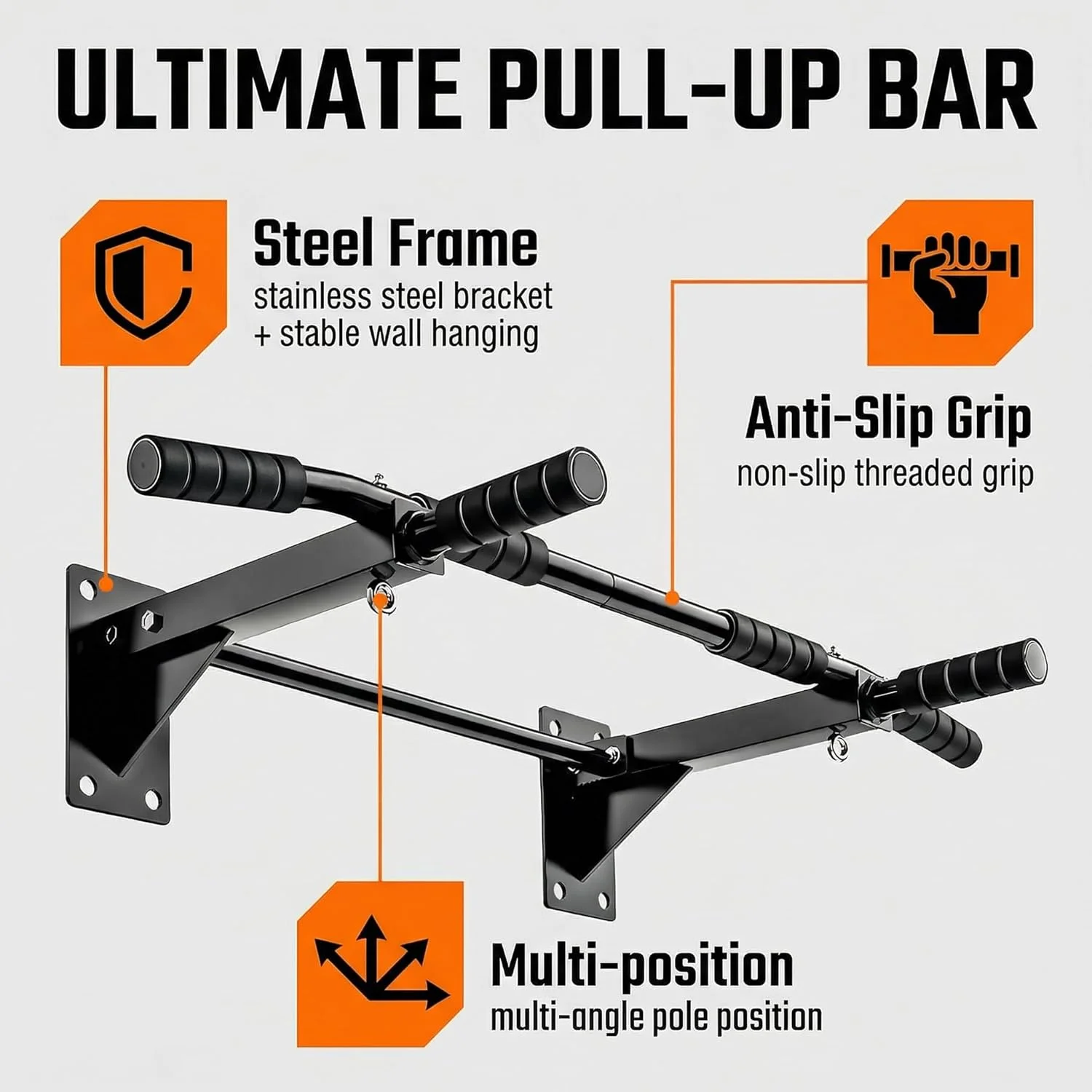 Wandmontierte Klimmzugstange mit verstärkter Stange – Doppelstangen-Fitnessgerät für zu Hause – Indoor-Wintersport-Trainingsausrüstung