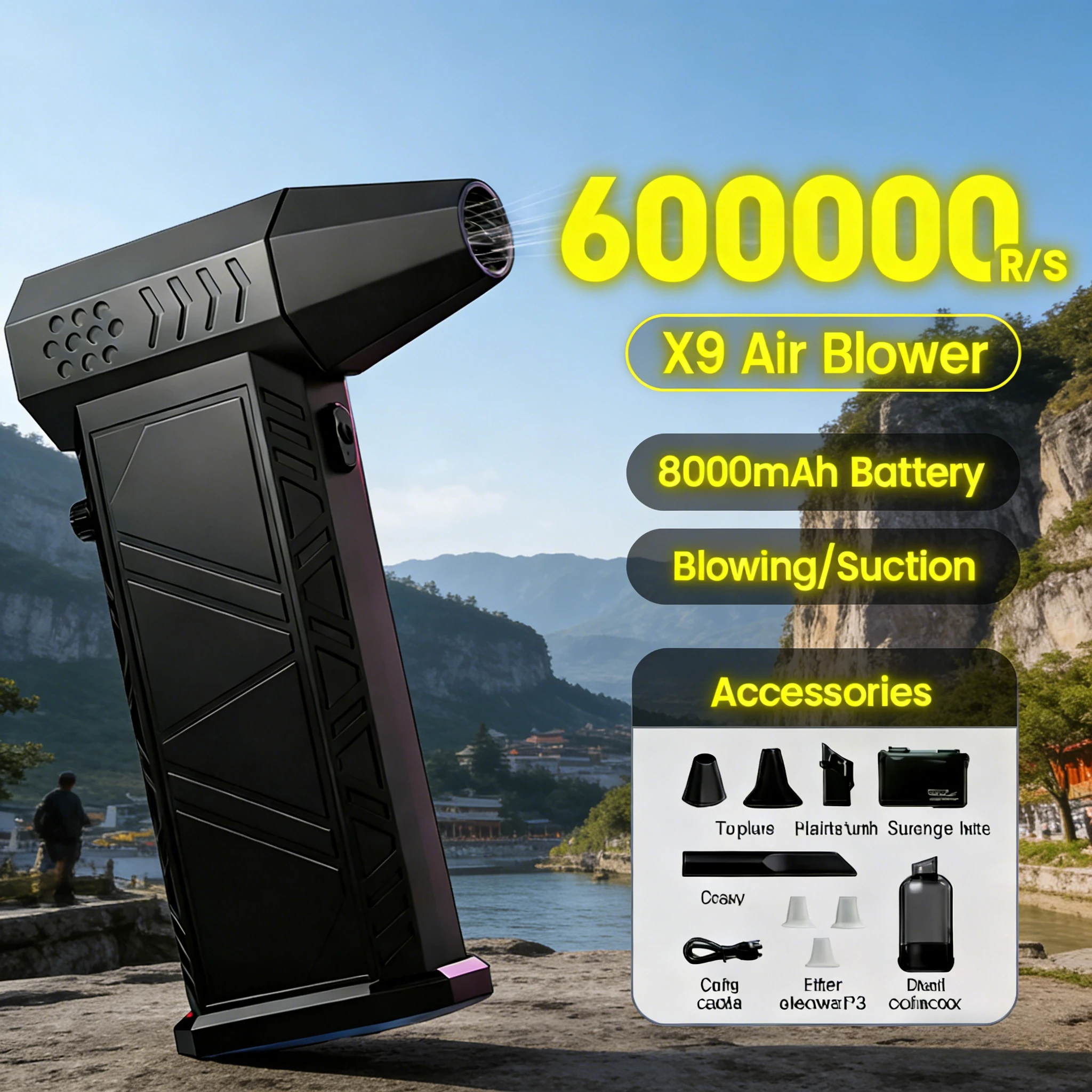 

X9 600000RPM Wind Beast Turbo Jet | Бесщеточный пылесос-воздуходувка 2-в-1 для ПК/автомобиля/дома
