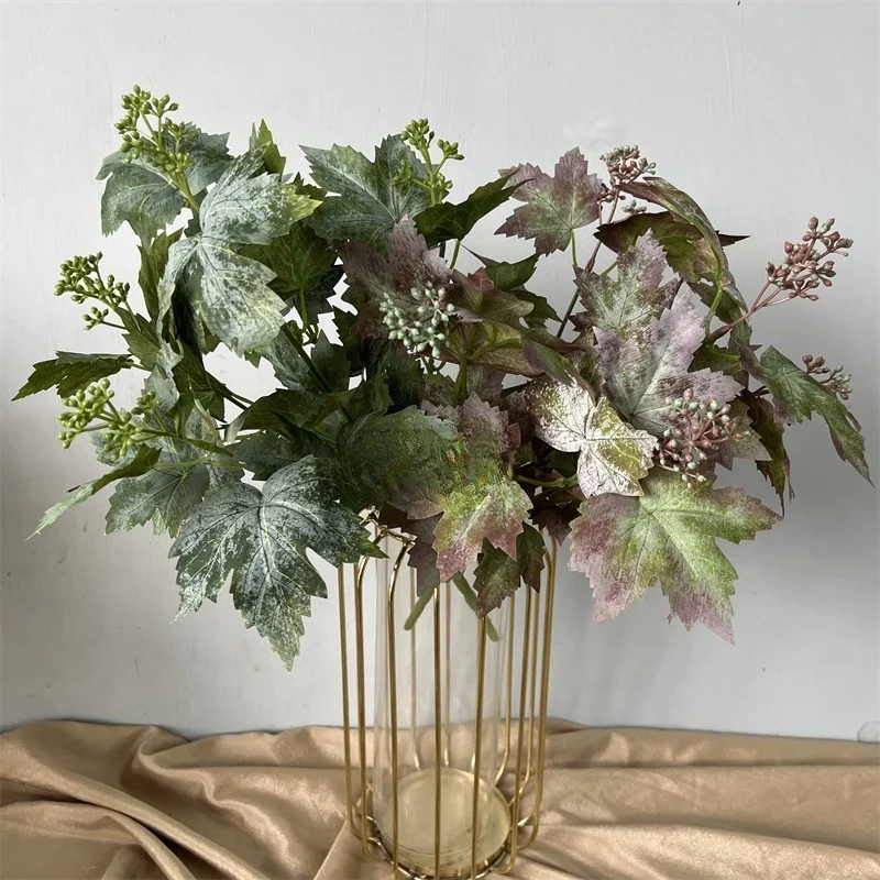 جديد أوراق العنب الحريرية لزفاف المنزل عيد الميلاد إكليل زهرية ديكور فروع أوراق العنب الاصطناعي مع طاولة الفواكه النباتات وهمية #2