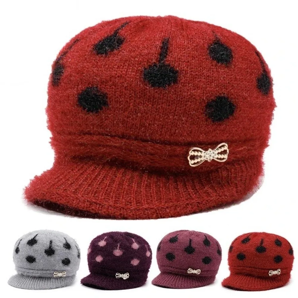 

Women Thickened Knitted Beanie Hat Breathable Winter Warm Knitted Hat with Brim Woolen Hat For Ladies