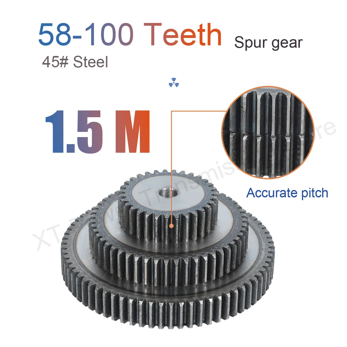 

1 Pcs 1.5M 58/59/60/65/70/75-100 Teeth Process Hole 12/14mm Gear Wheel 45# Steel Pitch 4.71mm High Frequency Quenched Spur Gear