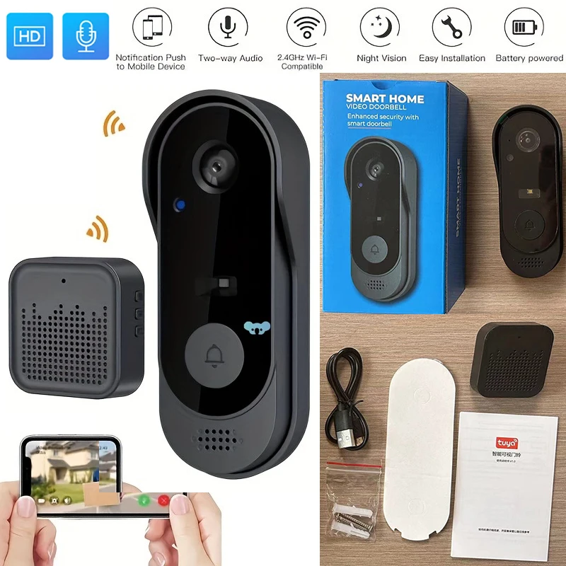 Doorbell Camera with 64G memory card Wireless Bundle Video Doorbells WIFI HD Phone Door Bell Security Video Intercom IR Cam