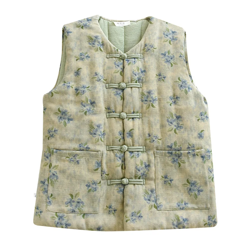 

Зимний винтажный женский жилет, одежда в китайском стиле, пальто, женский жилет, модная одежда с цветочным принтом, женская куртка, топы