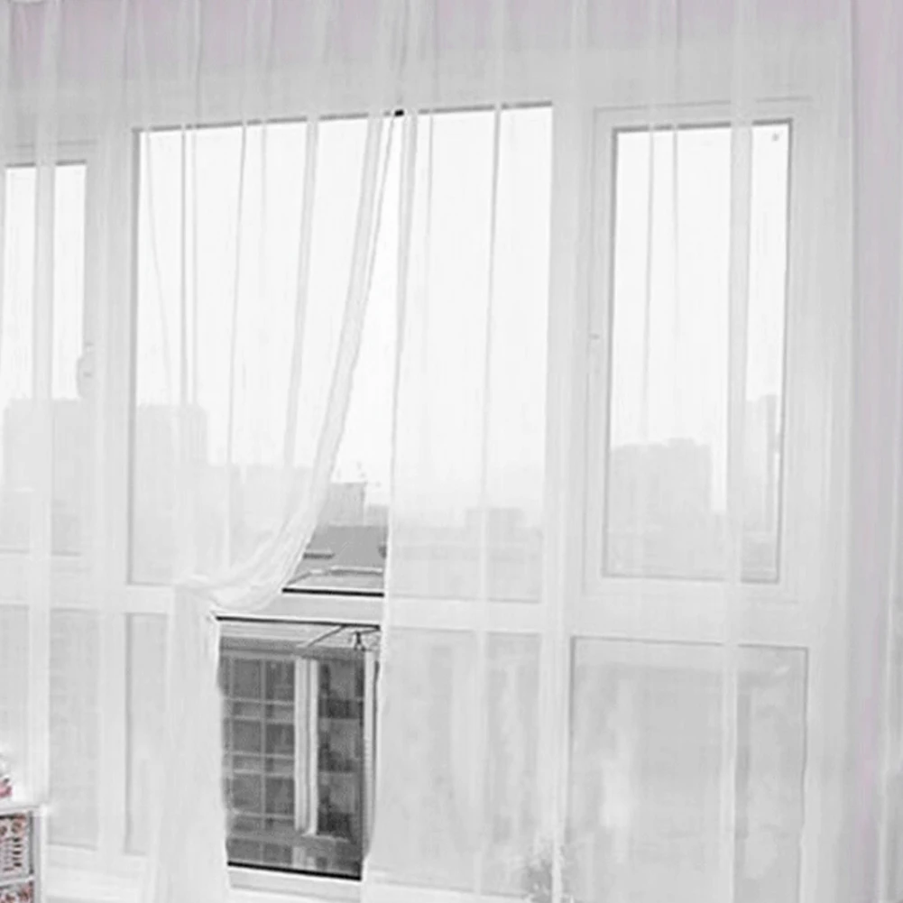 【Lifeideas】1 Pcs Rod Pocket Curtain For Living Room Sheer Voile Wedding Decor Modern Bedroom Window Tulle