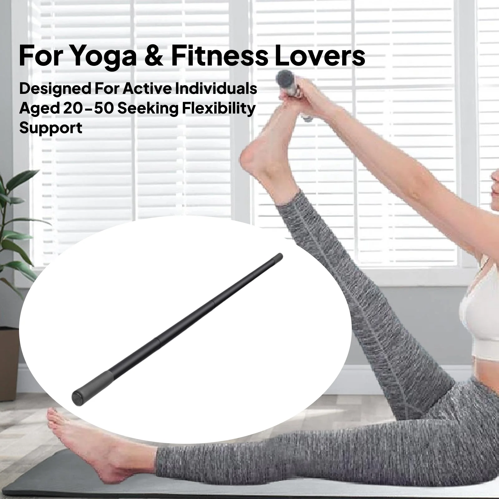 Yoga Stick Back Stretcher Fitness Stretch Stick 60inch Versatile Exercise Stick for Pilates Strength Training Dance Gym