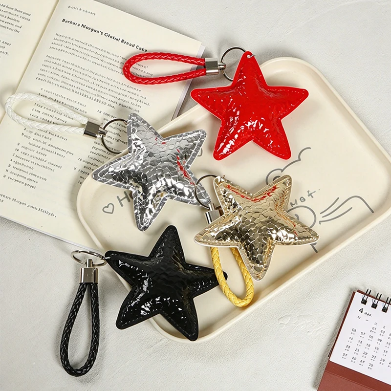 Cartoon Leather Cute Five-pointed Star Shape Fashion Bag Pendant Flash High-End Car Hanging Ornaments Gift Hanging Accessory