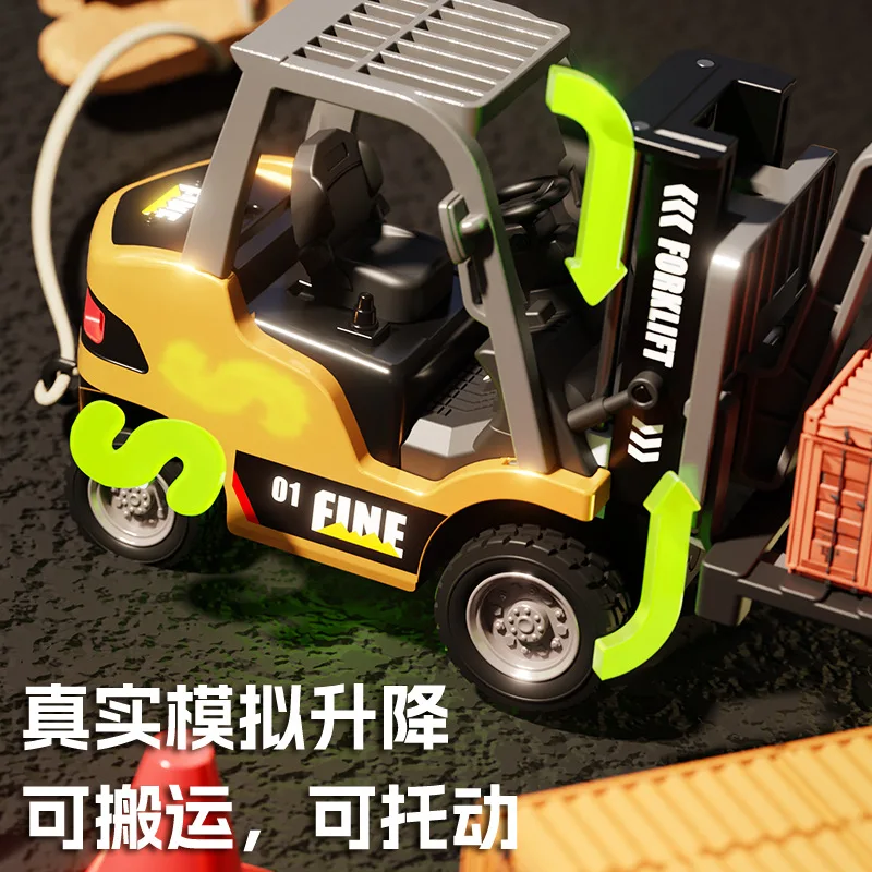 1:64 Mini Legering Heftruck Afstandsbediening Speelgoed Multifunctioneel met meerdere afneembare beugels Geschikt voor kindercadeaus