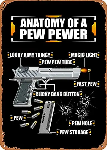 Pistol Anatomy Vintage Look Metal Sign Patent Art Prints Retro Gift