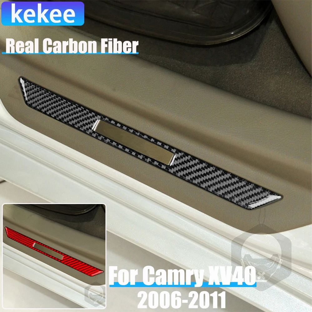 

Real Carbon Fiber Car Accessories Door Sill Trim Cover Soft Sticker For Toyota Camry 6th Gen XV40 2006 2007 2008 2009 2010 2011