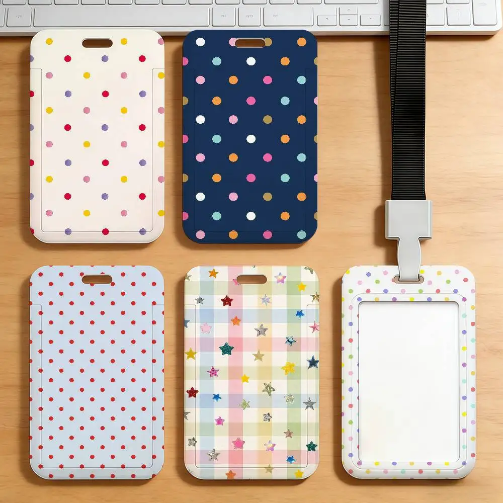 Korea Colorful Polka Dot Card Holder Corporate Business Work Badge Holders Uisex Credit Bus Daily Commute ID Case
