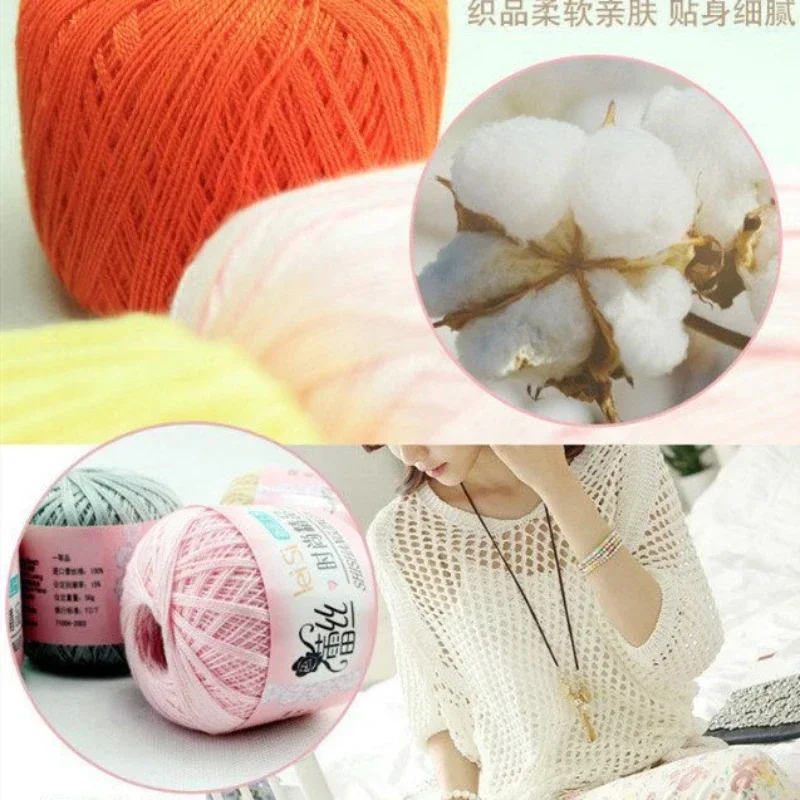 2026 Practical New 50g/1 Roll Lace Crochet Yarn Thin Cotton Thread For Hand Knitting Children Blanket Cloth Yarn Wholesale