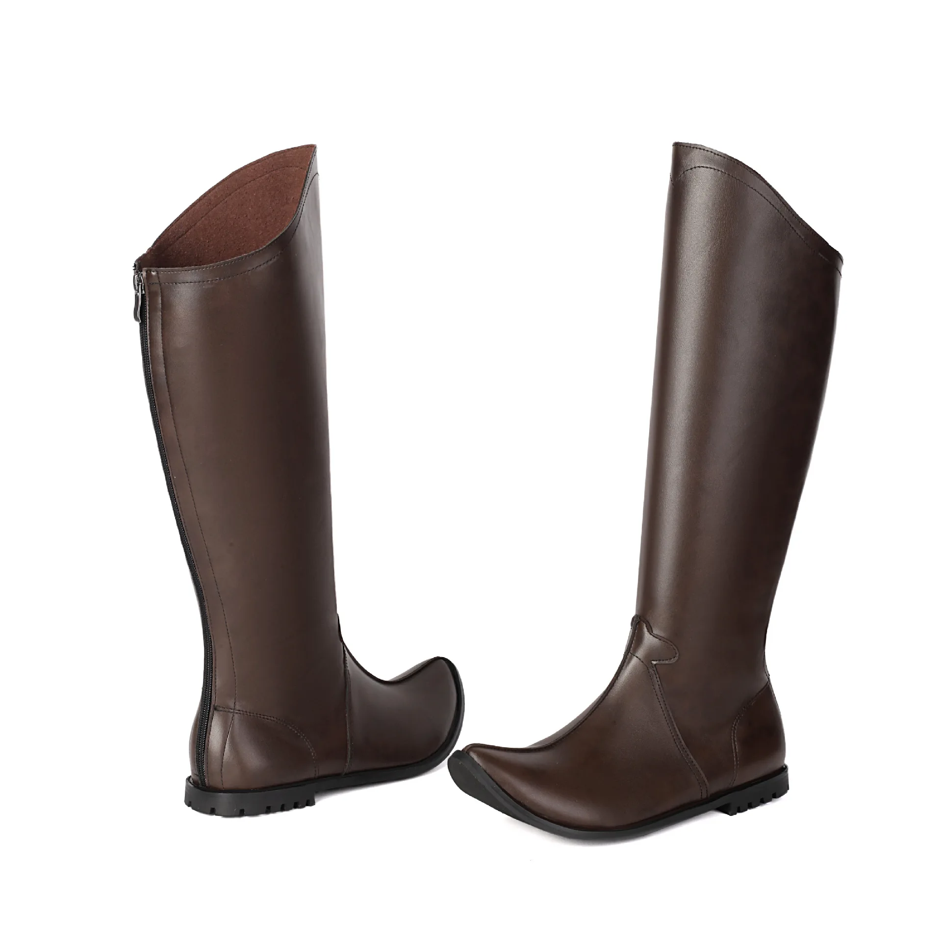 Vintage Renaissance Spitze Kniehohe Stiefel für Damen, Schwarz, mit Reißverschluss Hinten, Kniehohe Piratenstiefel, Elfen-Halloween PU-Leder Hohe Schuhe – Detail 6