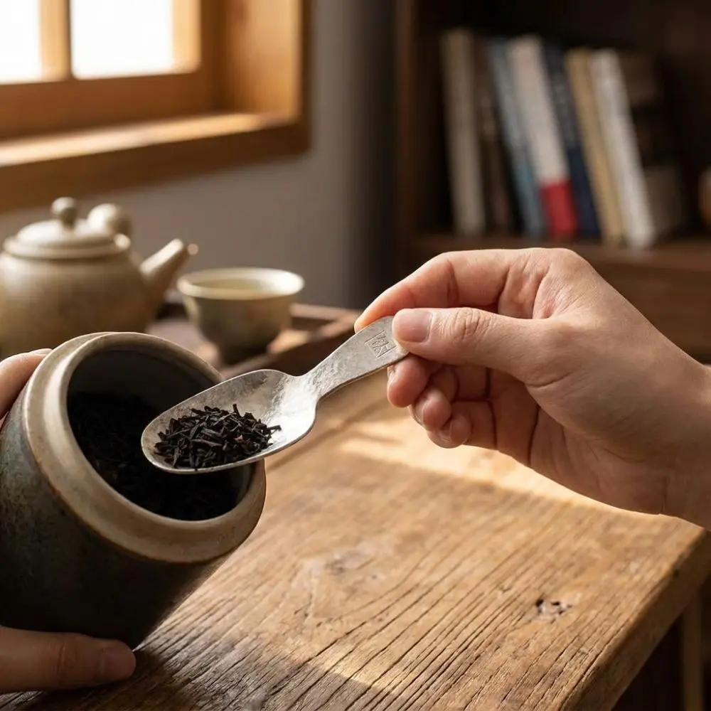 Teaware Pure Titanium Short Handle Tea Spoon Anti-Fall Thickened Tea Scoop Portable Lightweight Tea Dividing Tool Kitchen Use