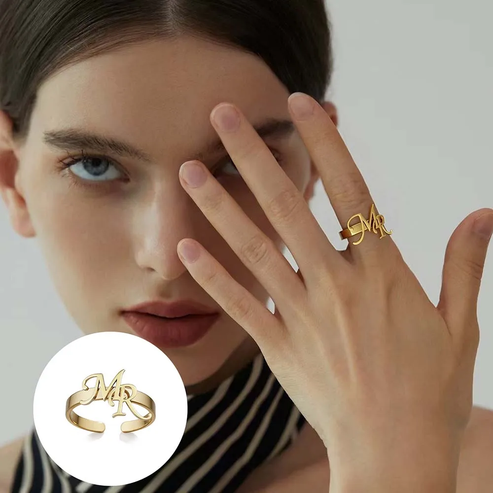 

Sipuris Custom Initial Name Ring Women's Rings Stainless Steel Personalized Heart Romantic Couple Jewelry Wedding Gifts