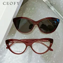 Ceofy Magnetic Polarized Clip On Sunglasses Women Glasses Frame Optical Myopia Eyeglasses Prescription Eyewear 69940